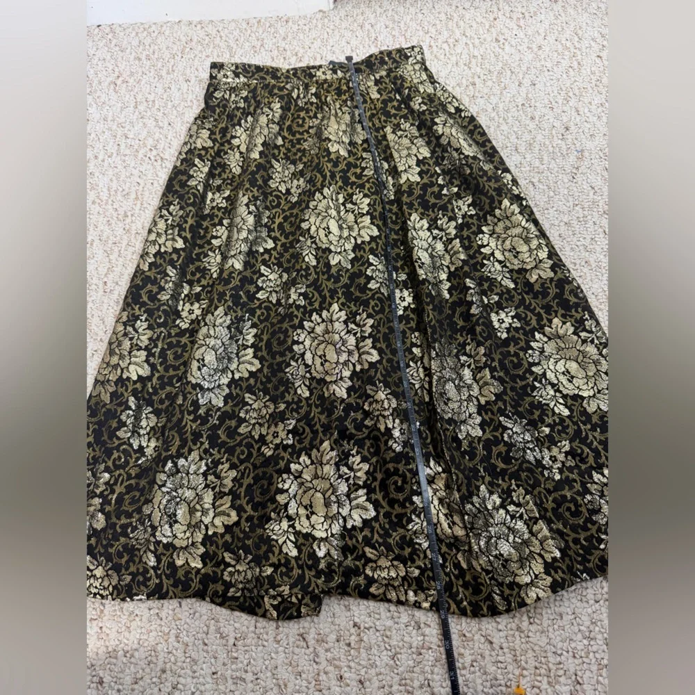 Albert Nipon Black and Gold A-Line Skirt 6